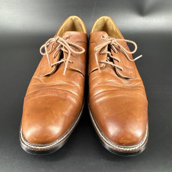 Cole Haan Shoes Men's 9.5 W Brown Leather Warren Cap Toe Derby Lace Up C20153 - Picture 2 of 12